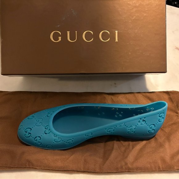 Gucci GG Jelly Flats - Women's | Color: Turquoise/Baltic Blu - Picture 1 of 5
